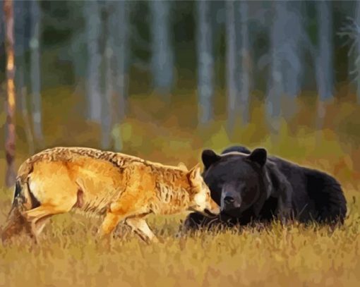 Bear And Wolf Friendship Paint by number