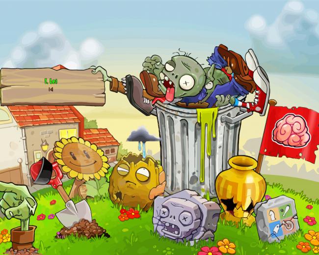 Beautiful Plants Vs Zombies Video Game Paint by number