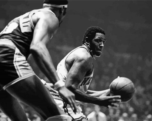 Black And White Basketballer Willis Reed paint by number