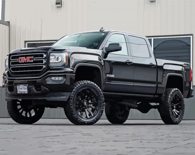 Black Gmc Truck paint by number