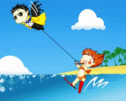Cartoon Water Ski paint by number