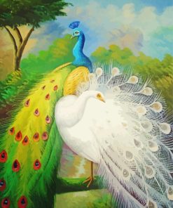Colorful And White Peacock Paint by number