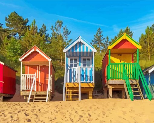 Colorful Beach Huts In Wells Next The Sea paint by number