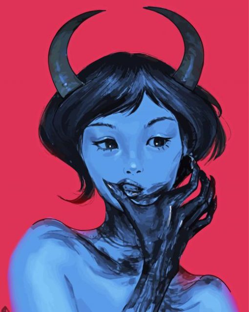 Creepy Blue Girl Paint by number