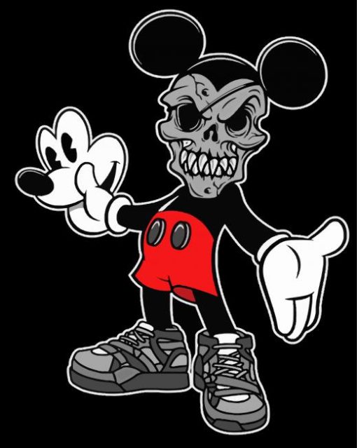 Drippy Mickey Mouse Skull paint by number