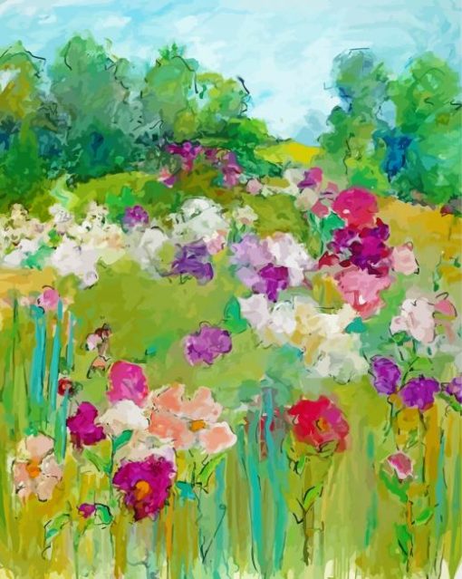 Flowering Impressionist Landscape paint by number