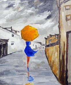 Girl With A Yellow Umbrella paint by number