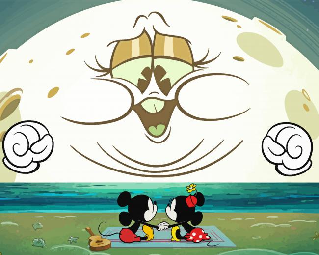 Mickey And Minnie Watching Moon paint by number