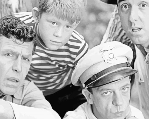 Monochrome Andy Griffith Show paint by number