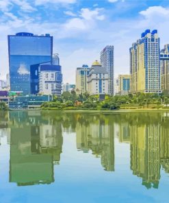 Nanning City Water Reflection Paint by number