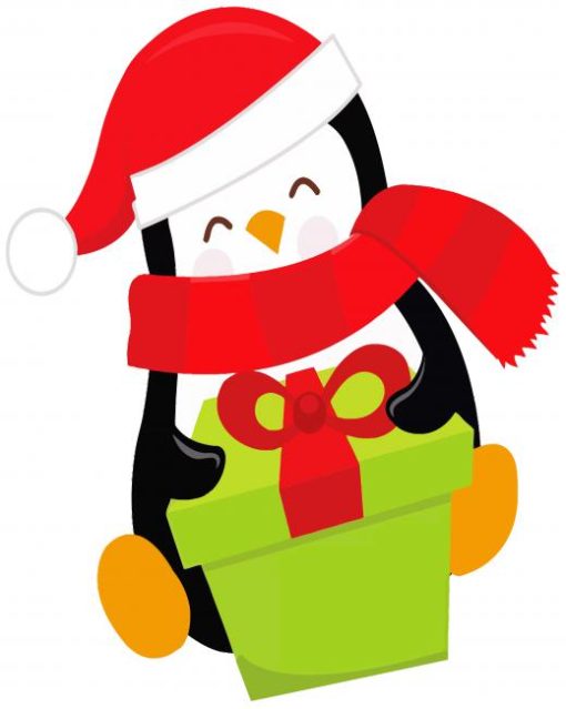 Penguin Christmas paint by number