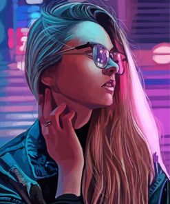Side Profile Girl With Glasses Paint by number