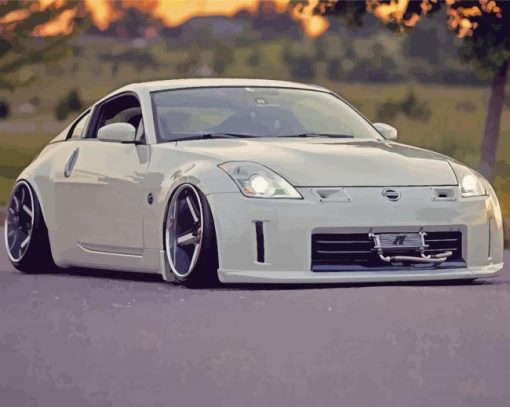 White Nissan 350Z Car paint by number