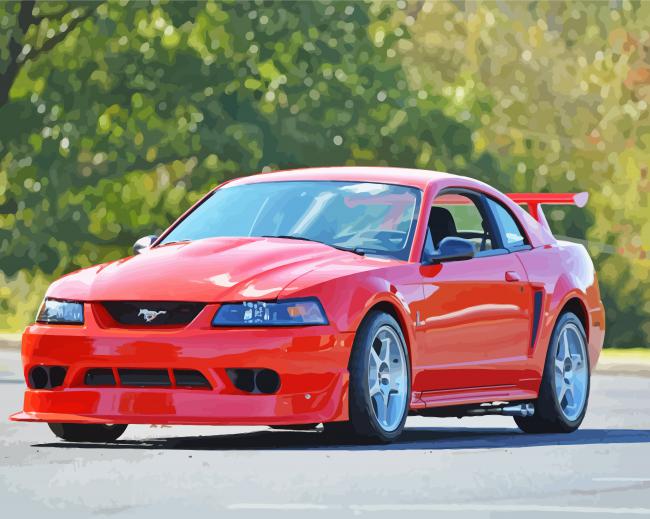 2000 Red Mustang paint by number