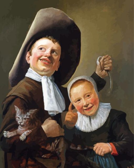 A Boy And A Girl With A Cat And An Eel Judith Leyster paint by number