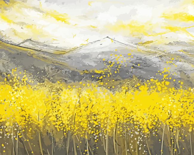 Abstract Yellow And Gray Landscape paint by number