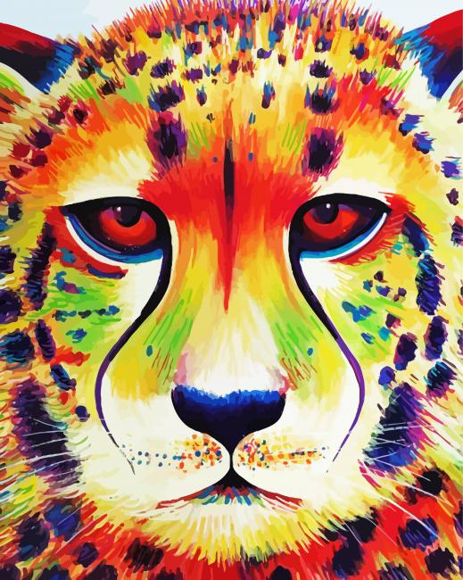 Aesthetic Colorful Cheetah paint by number