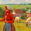 Aesthetic Girl With Sheep Illustration paint by number