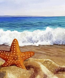 Aesthetic Starfish On Beach Illustration paint by number
