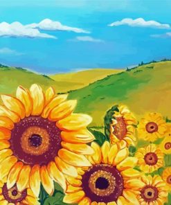 Aesthetic Sunflower Landscape paint by number
