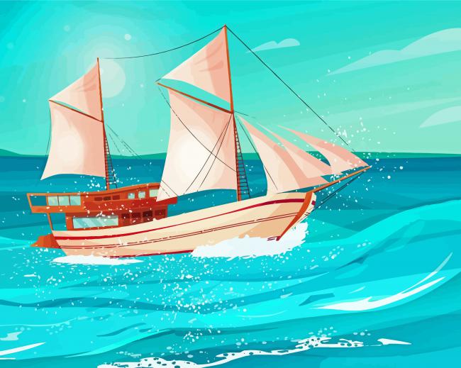 Aesthetic Sail Ship In Sea Art paint by number