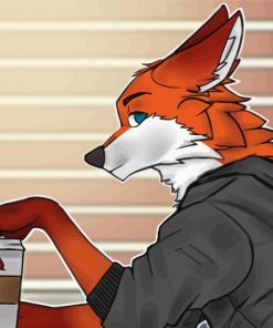 Anime Fox With Coffee paint by number