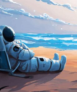 Astronaut In The Beach paint by number