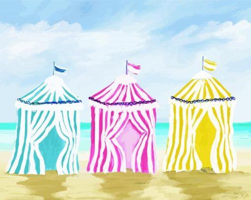 Beach Cabanas Paint by number