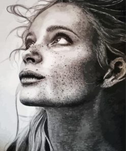 Black And White Girl With Freckles Art paint by number