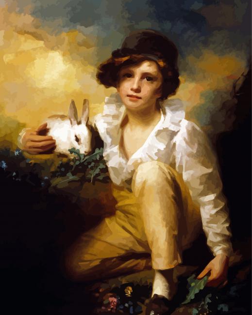 Boy And Rabbit Raeburn Paint by number
