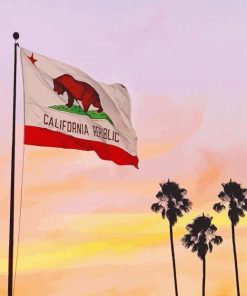 California Flag Palm Trees paint by number