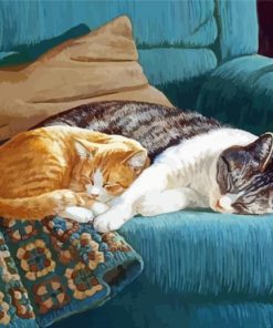 Cat And Kitten Snuggling paint by number