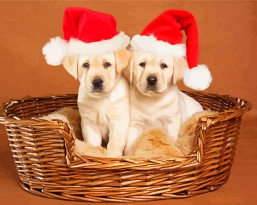 Christmas White Labradors Puppies Paint by number