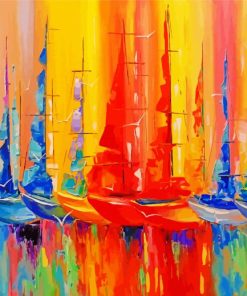 Colorful Abtsract Boats paint by number