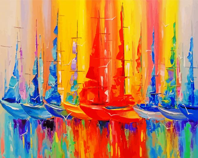 Colorful Abtsract Boats paint by number