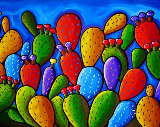 Colorful Cactus paint by number
