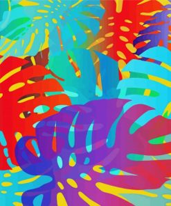 Colorful Monstera Plant Leaves paint by number