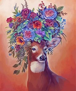 Deer With Roses paint by number