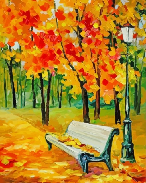 Fall Season Park Bench paint by number