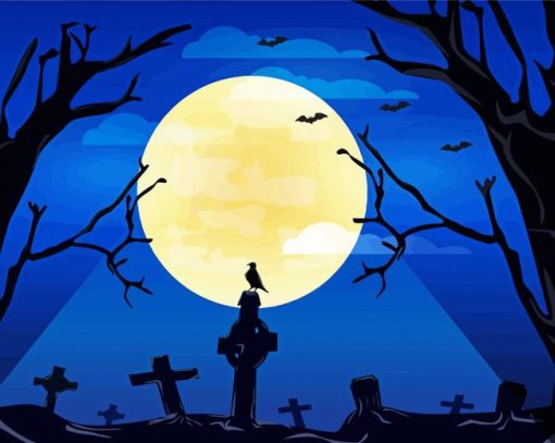 Halloween Ravens Silhouette Art paint by number