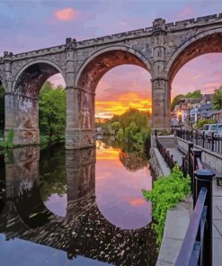 Knaresborough Canal At Sunset paint by number