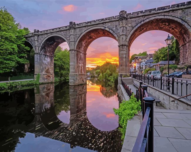 Knaresborough Canal At Sunset paint by number