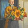 Lady With Sunflowers paint by number