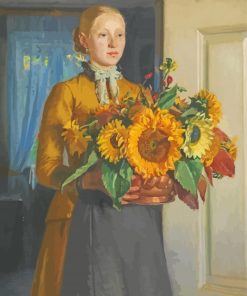Lady With Sunflowers paint by number