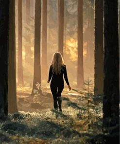 Lonely Girl In Forest Paint by number