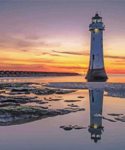 New Brighton Lighthouse At Sunset paint by number