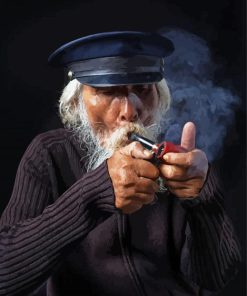 Old Man Sailor Smoking paint by number