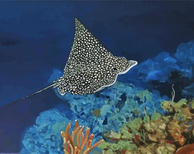 Spotted Eagle Ray Underwater paint by number