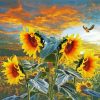 Sunflowers And Bird Paint by number