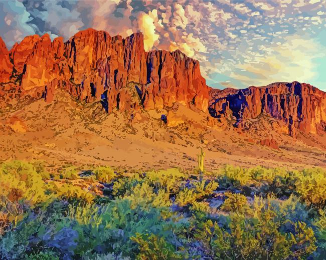 Superstition Mountains Arizona Paint by number